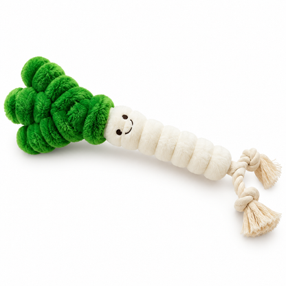 Interactive Plush and Cotton Rope Squeaky Dog Toy – Durable Dual-Texture Chew Toy for Puppies and Medium Dogs – Teeth Cleaning Tug-of-War Bone with Crinkle & Squeaker – Boredom Relief and Calming Pet Plaything (Green & White)