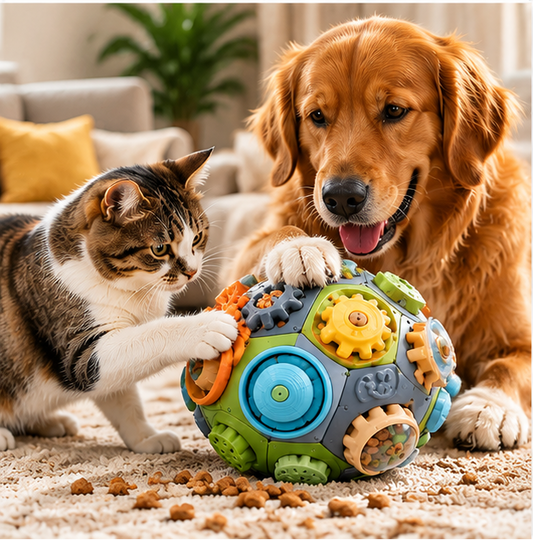 PuzzlePaw 5-in-1 Interactive Treat Ball – Smart Food Puzzle Toy for Dogs & Cats