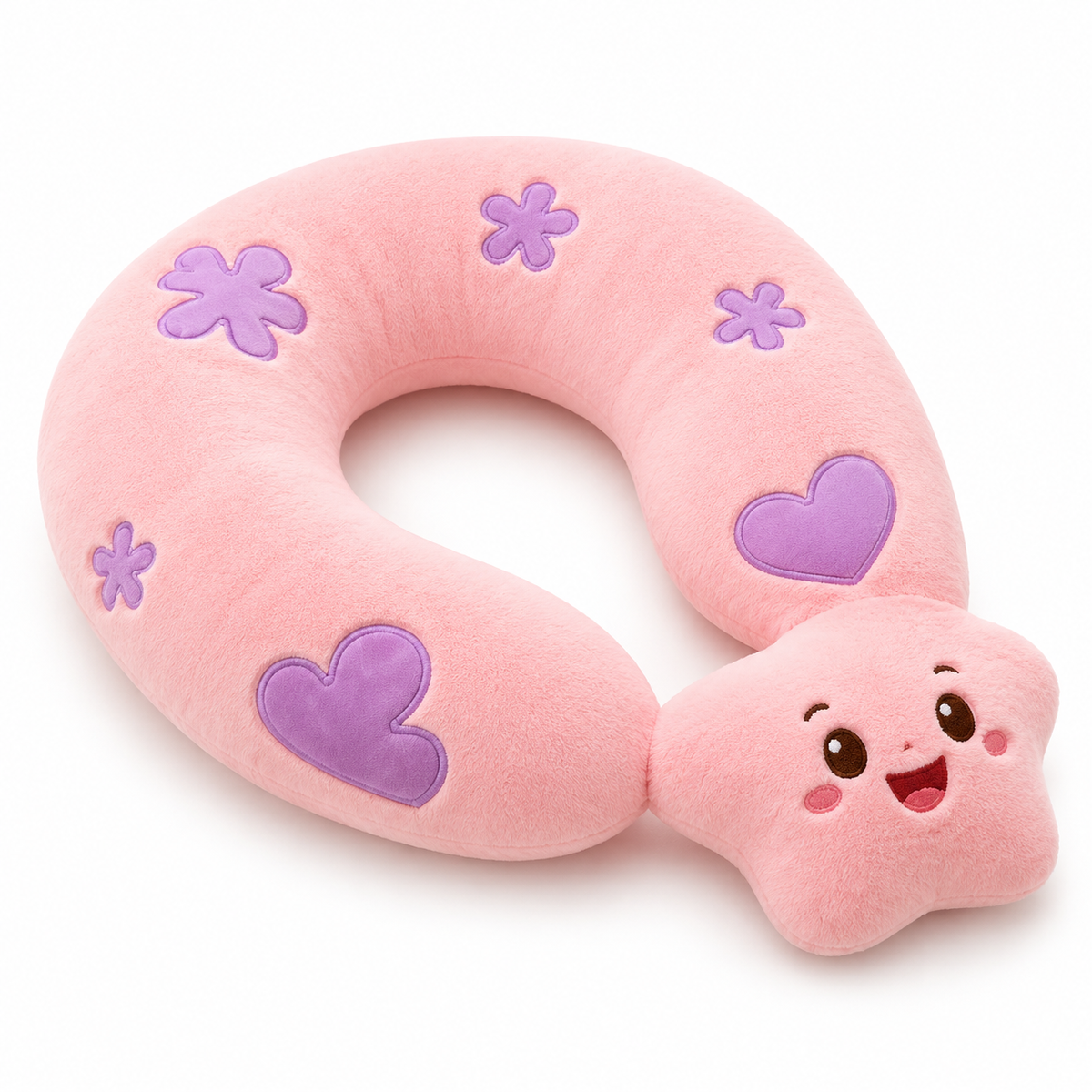 SpongeBob SquarePants Official Licensed Patrick Star Shaped Plush Dog Toy – Cozy U-Shape Calming Pet Bed & Interactive Squeaky Toy – Soft Huggable Neck Pillow for Small to Medium Dogs and Cats – Cute Cartoon Sleeping Companion & Boredom Relief